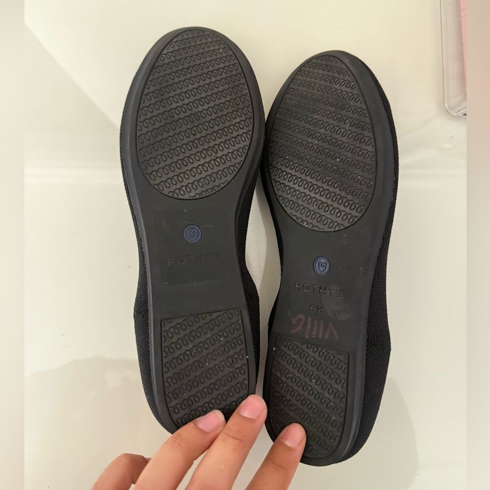 Rothy's Black Flats with Blue Trim - Picture 4 of 12